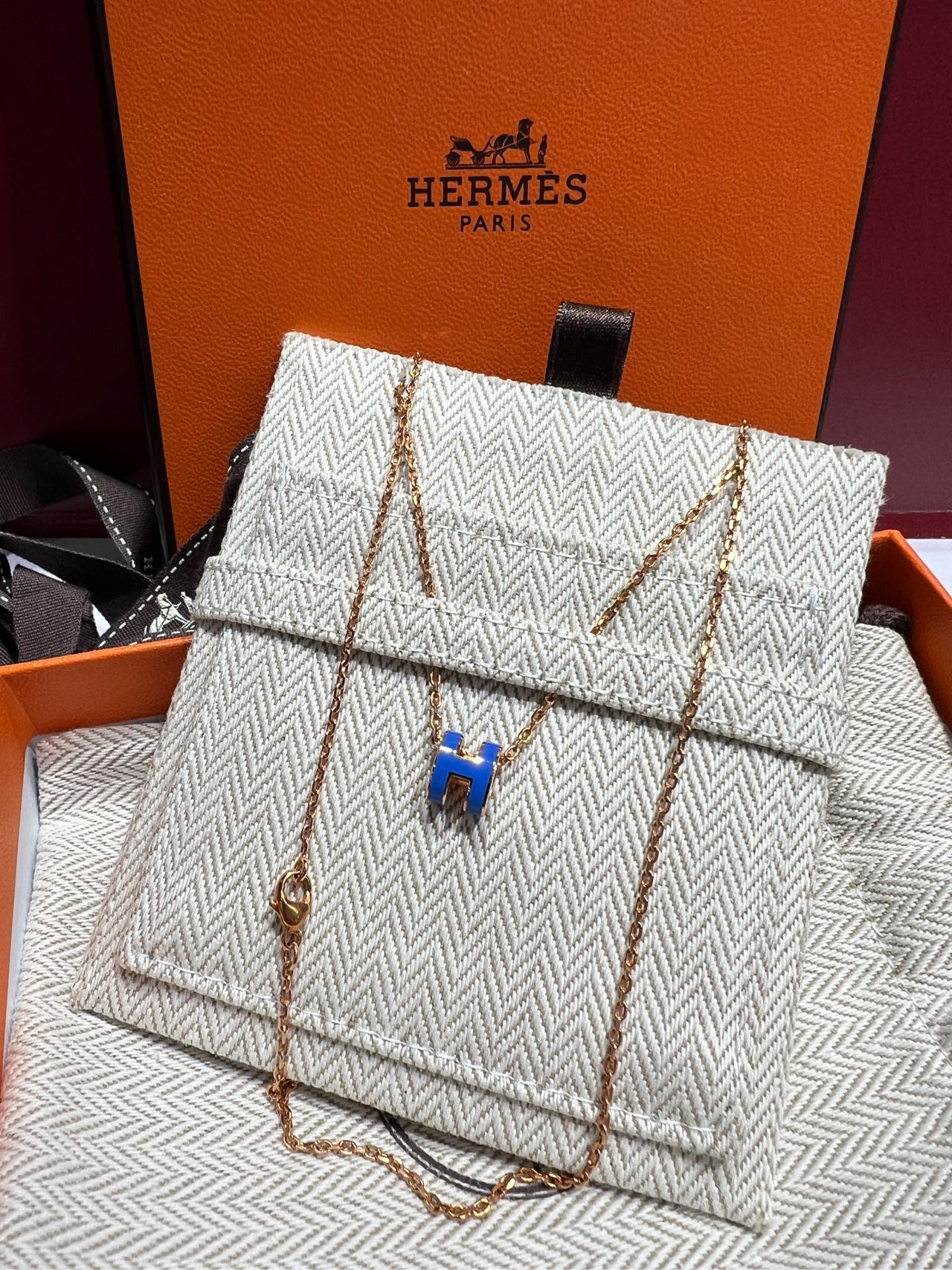 Hermes Blue Necklace