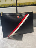 THOM BROWNE [Classic Style] Pebble-Grain Zippered Tablet Case 29.5×20 item-090964