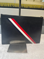 THOM BROWNE [Classic Style] Pebble-Grain Zippered Tablet Case 29.5×20 item-090964