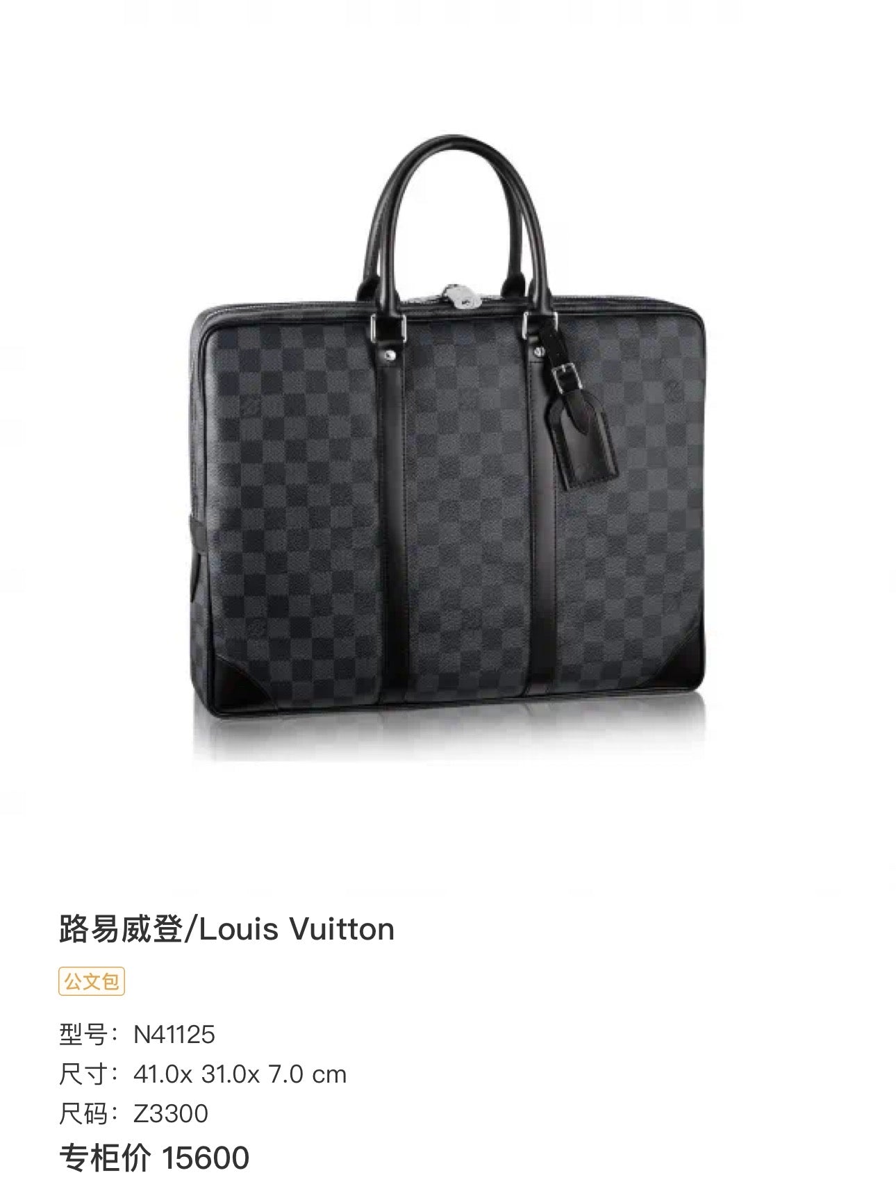 Louis Vuitton Black 41.0x 31.0x 7.0 cm N41125