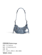 Balenciaga LE CAGOLE Cotton Blue Shoulder Bag 25.9 cm long x 16.0 cm high x 9.9 cm wide 6713092109U4715