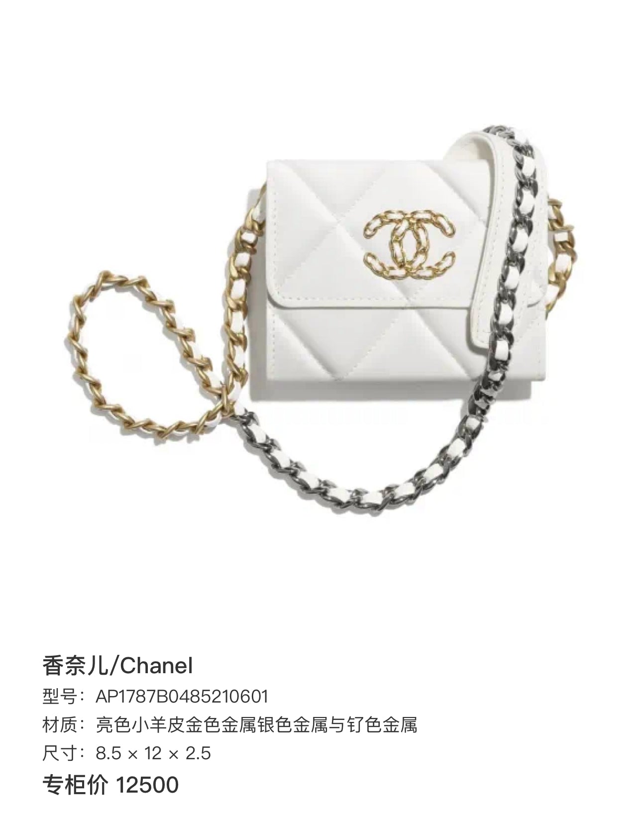 Chanel Metal Gold 8.5 × 12 × 2.5 AP1787B0485210601