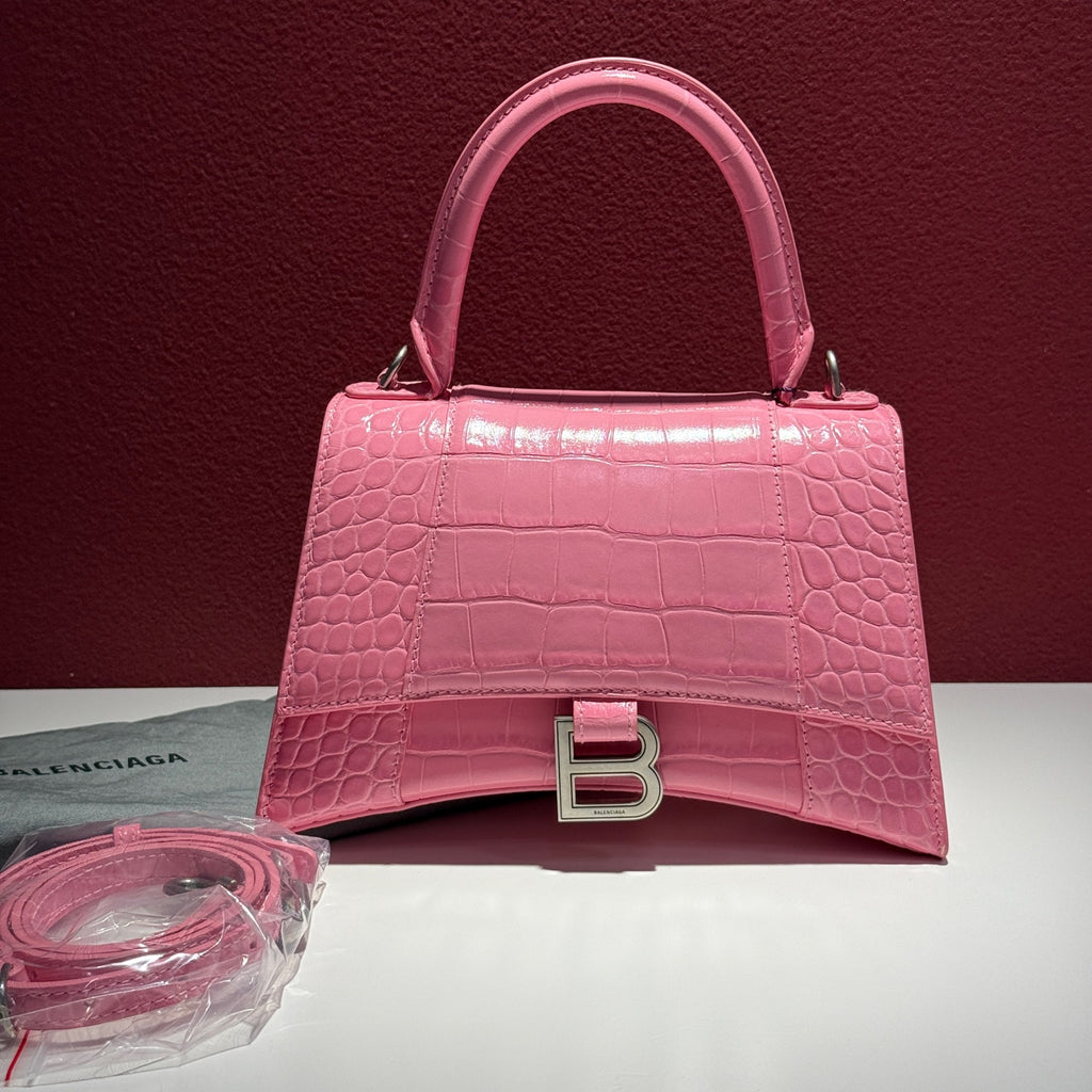 Balenciaga HOURGLASS Leather Pink Satchel 22.9 cm long x 15.0 cm high x 9.9 cm wide 5935461LR6Y5812