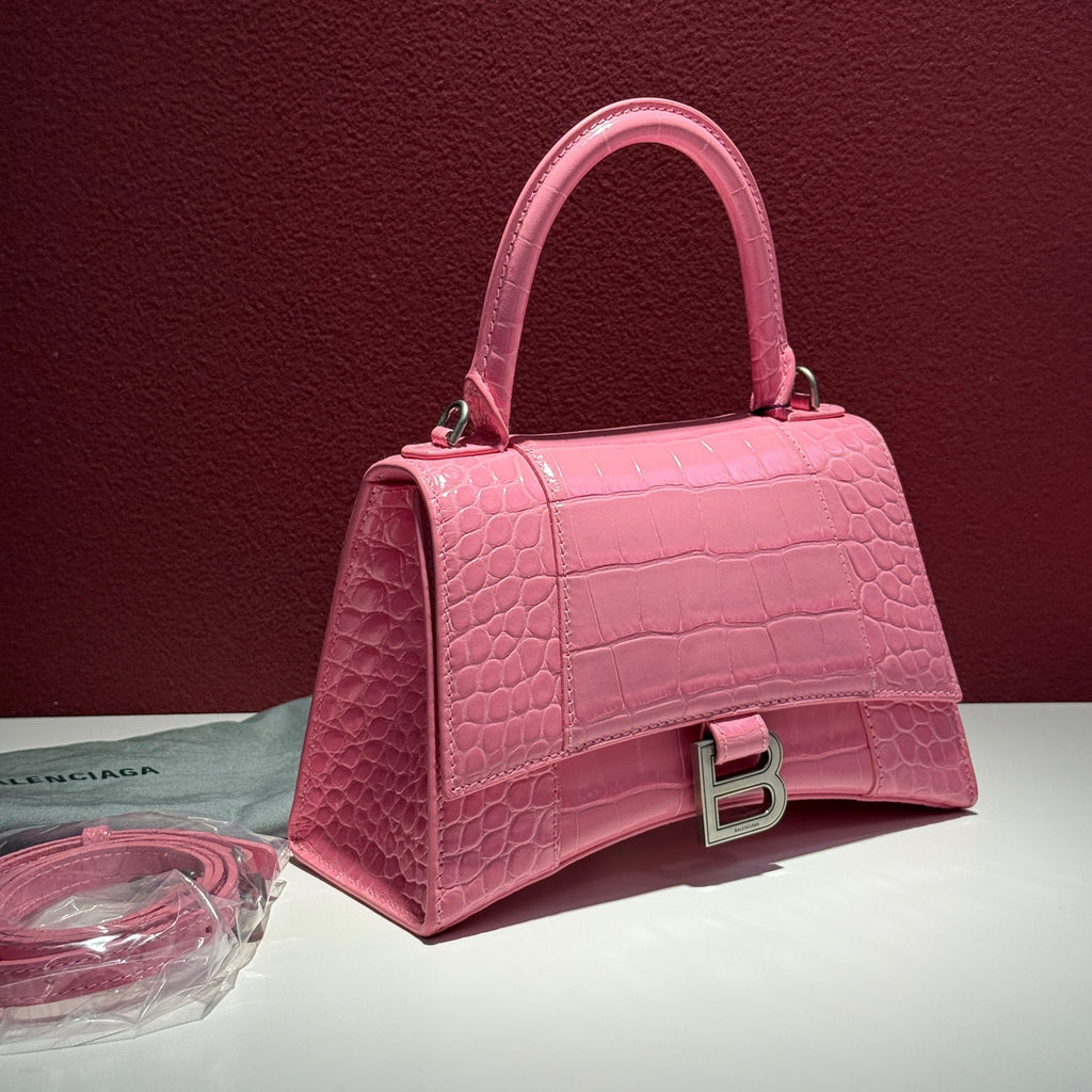 Balenciaga HOURGLASS Leather Pink Satchel 22.9 cm long x 15.0 cm high x 9.9 cm wide 5935461LR6Y5812