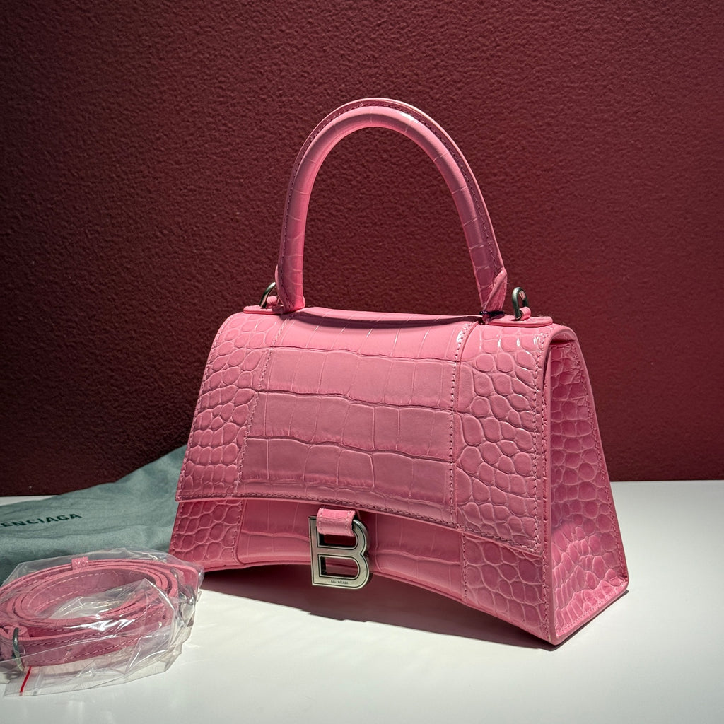 Balenciaga HOURGLASS Leather Pink Satchel 22.9 cm long x 15.0 cm high x 9.9 cm wide 5935461LR6Y5812