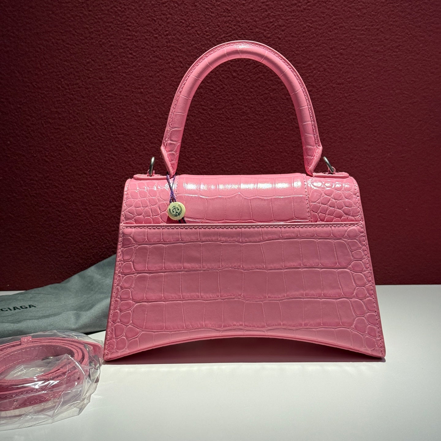 Balenciaga HOURGLASS Leather Pink Satchel 22.9 cm long x 15.0 cm high x 9.9 cm wide 5935461LR6Y5812