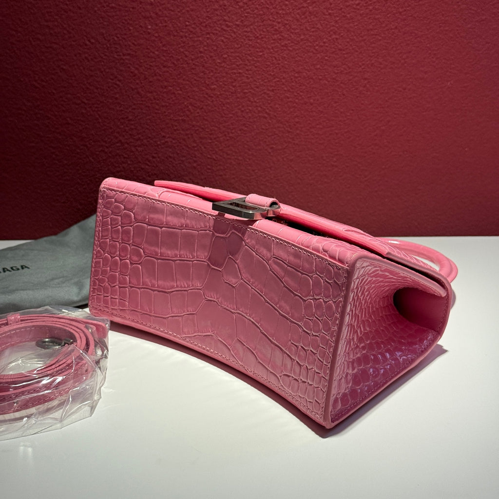 Balenciaga HOURGLASS Leather Pink Satchel 22.9 cm long x 15.0 cm high x 9.9 cm wide 5935461LR6Y5812