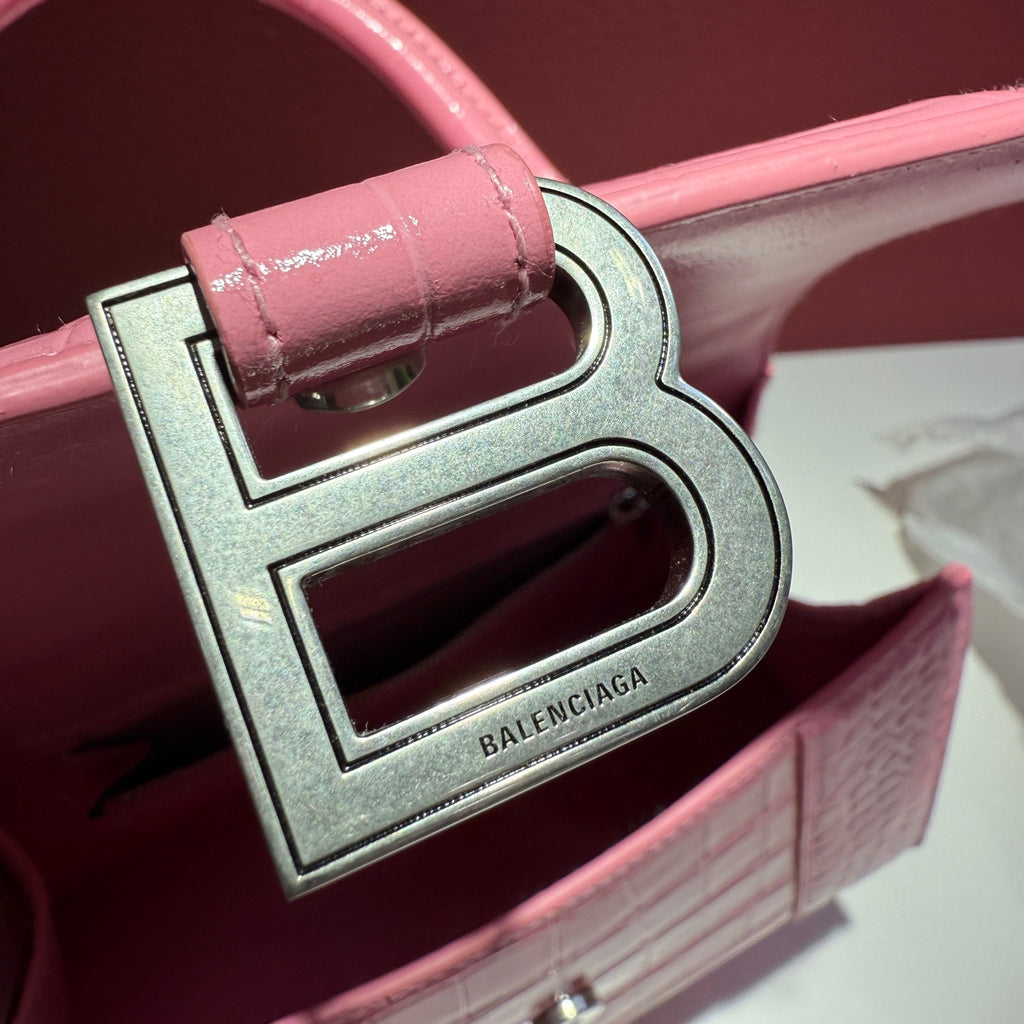 Balenciaga HOURGLASS Leather Pink Satchel 22.9 cm long x 15.0 cm high x 9.9 cm wide 5935461LR6Y5812