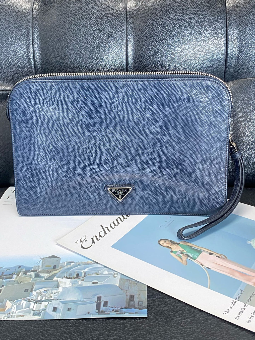 Prada Metal Blue Clutch
