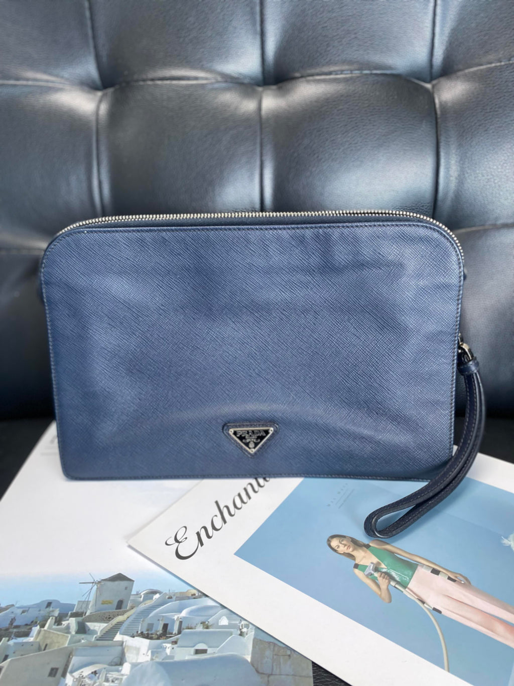 Prada Metal Blue Clutch