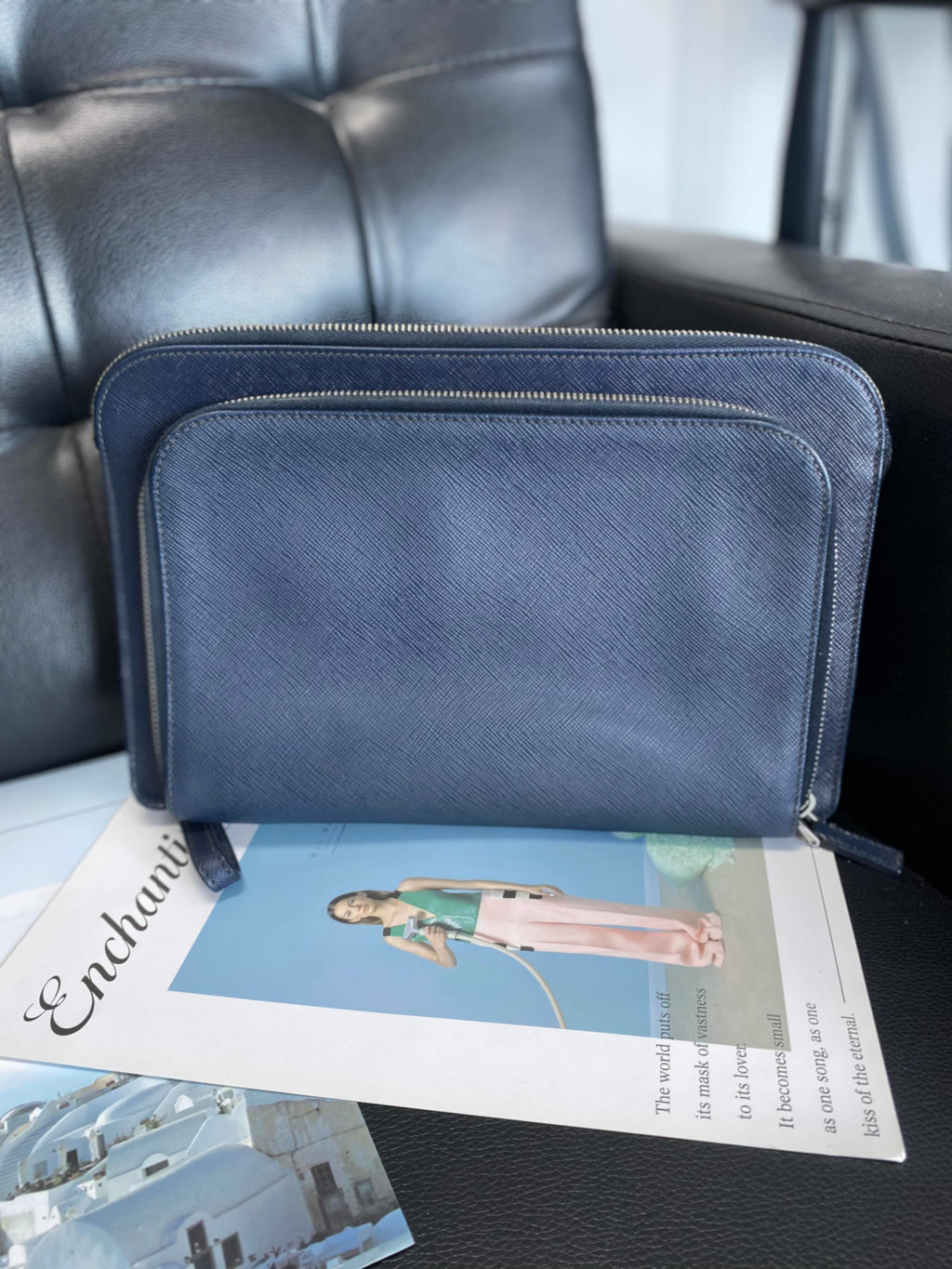 Prada Metal Blue Clutch