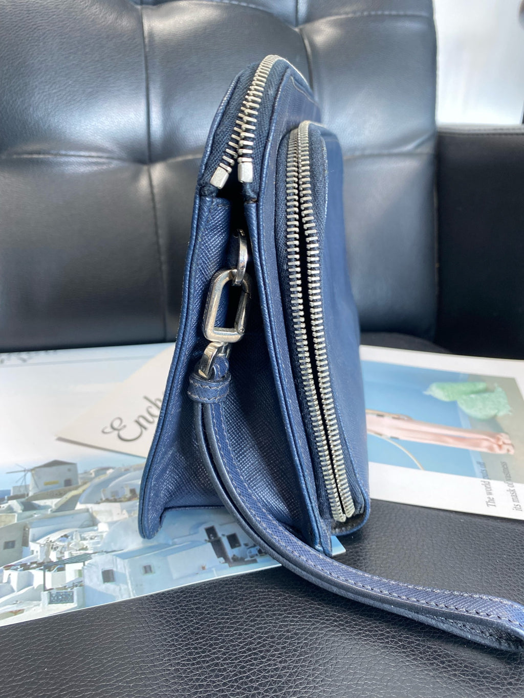 Prada Metal Blue Clutch