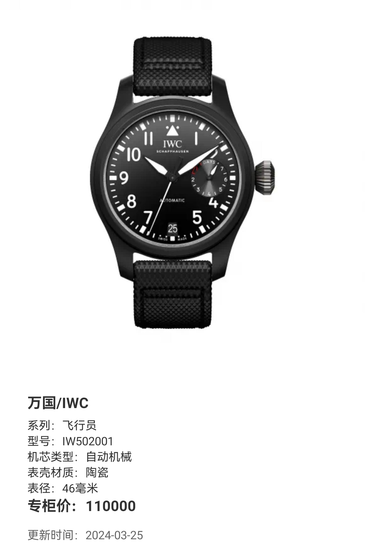 IWC Pilot 46 millimeters IW502001