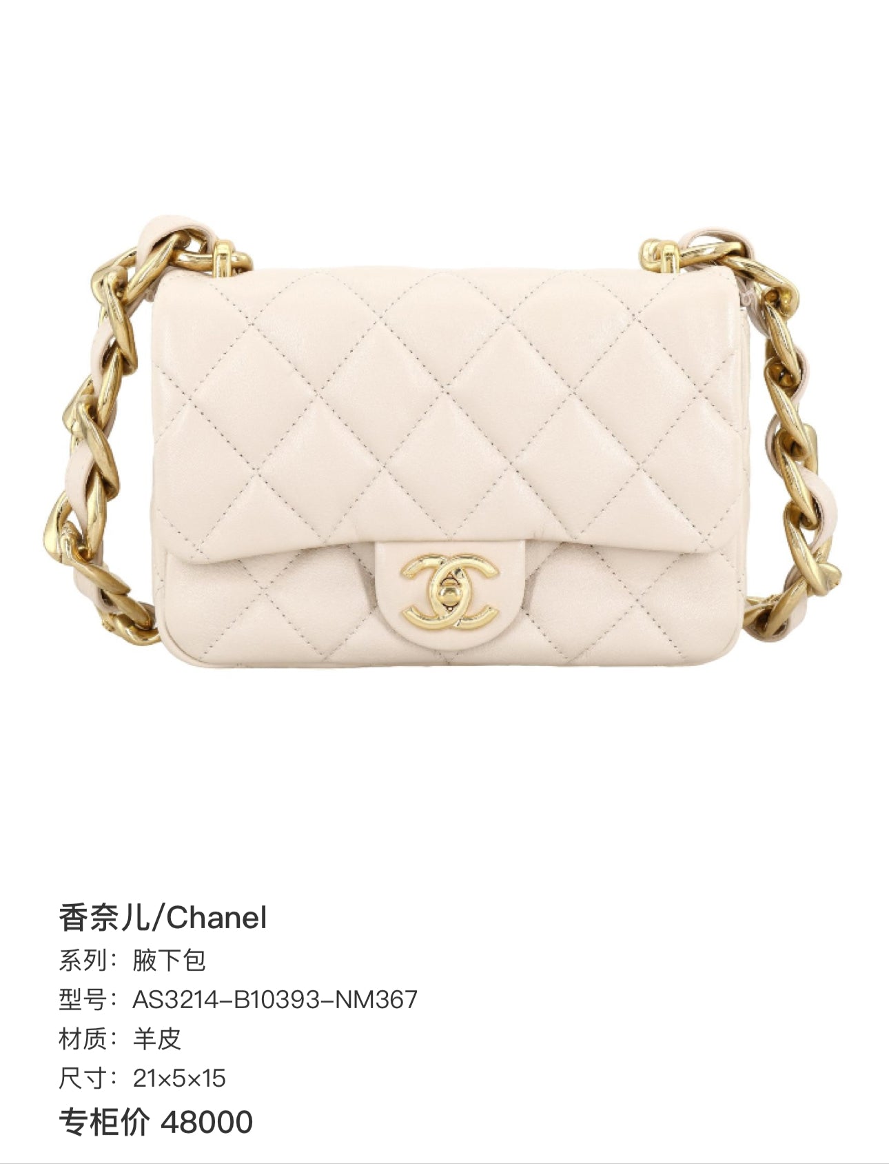 Chanel Axillary mass 21×5×15 AS3214-B10393-NM367