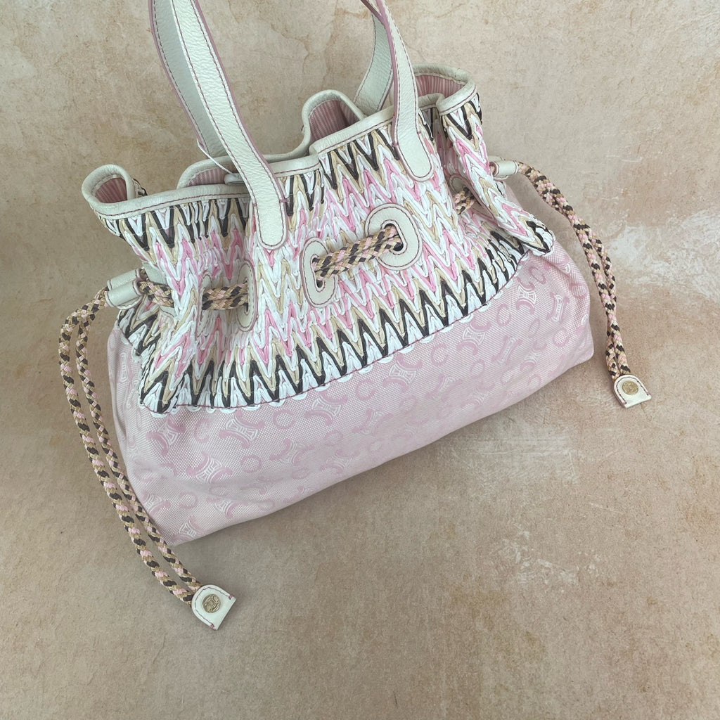 Celine Canvas Pink Bucket & Drawstring Bag