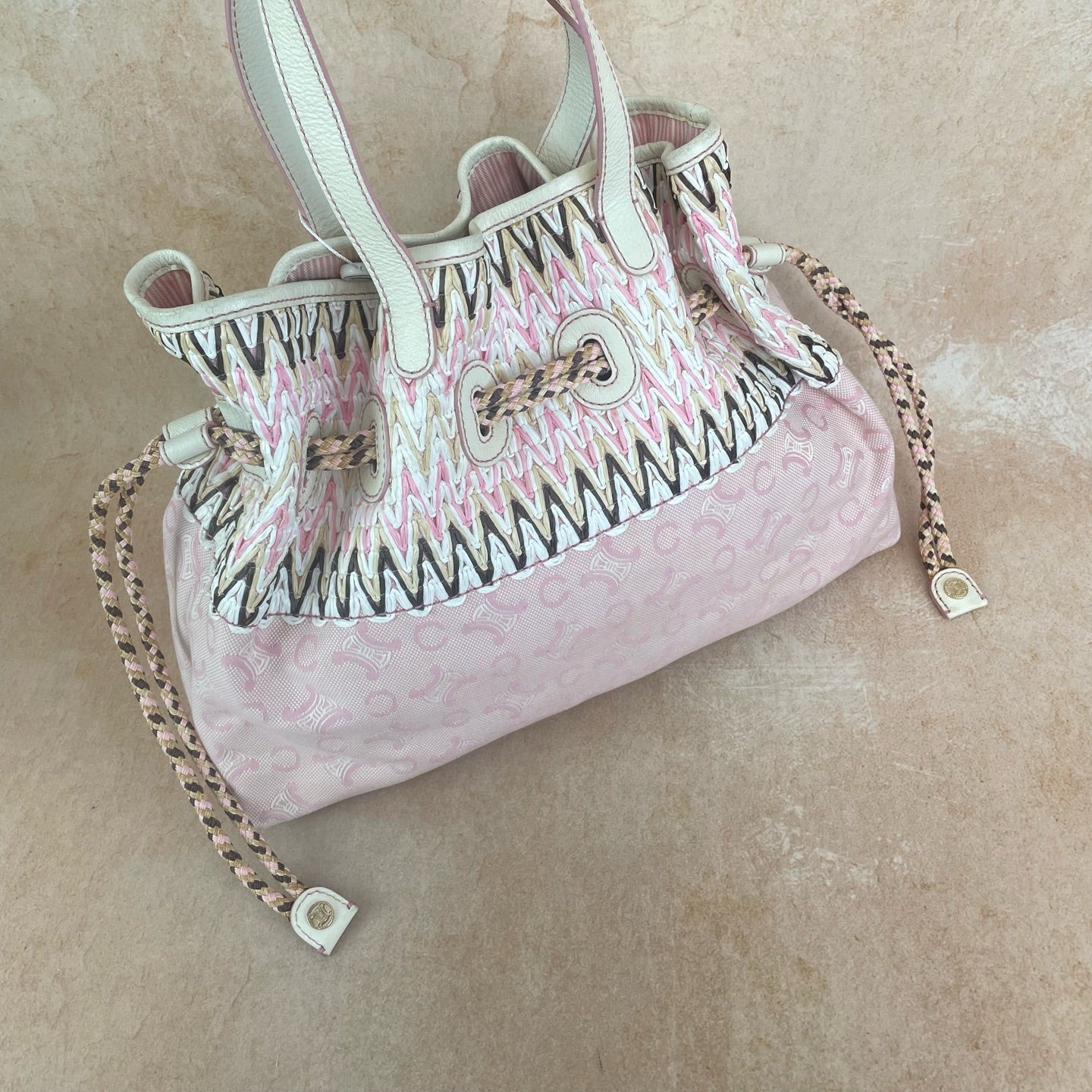 Celine Canvas Pink Bucket & Drawstring Bag