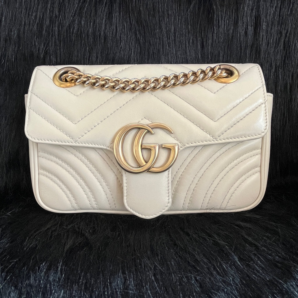 Gucci GGMarmont Collection Quilted Mini Handbag White 446744AABZC1712