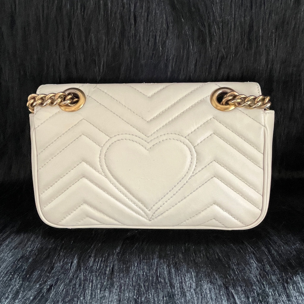 Gucci GGMarmont Collection Quilted Mini Handbag White 446744AABZC1712