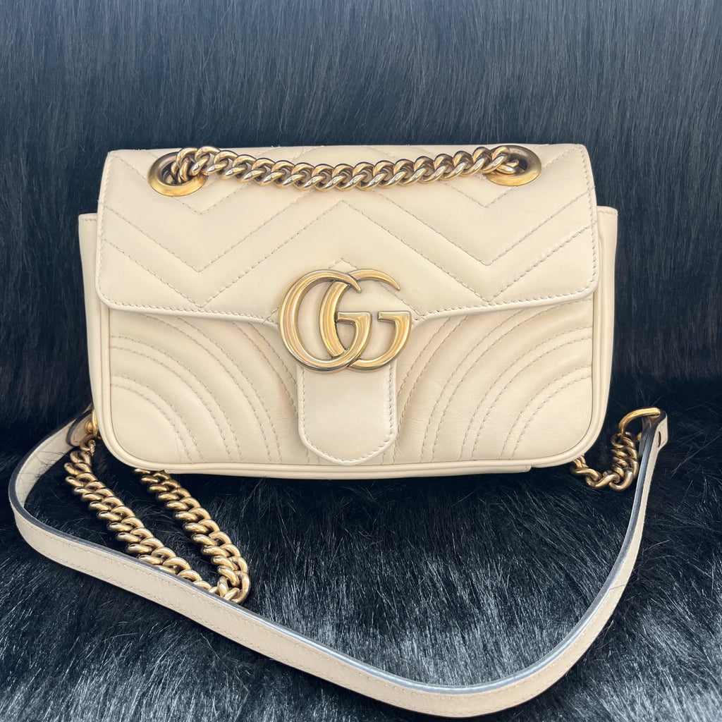 Gucci GGMarmont Collection Quilted Mini Handbag White 446744AABZC1712