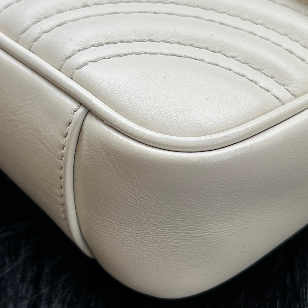 Gucci GGMarmont Collection Quilted Mini Handbag White 446744AABZC1712