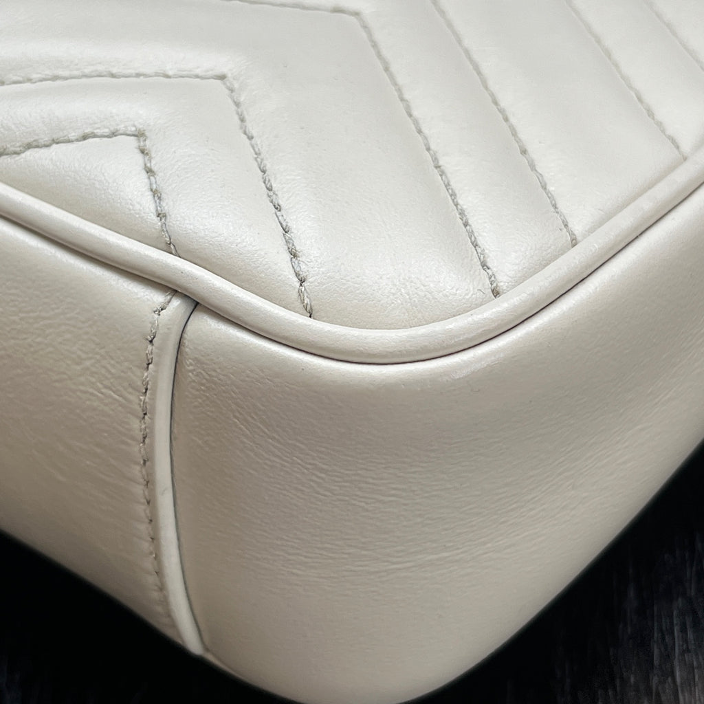 Gucci GGMarmont Collection Quilted Mini Handbag White 446744AABZC1712
