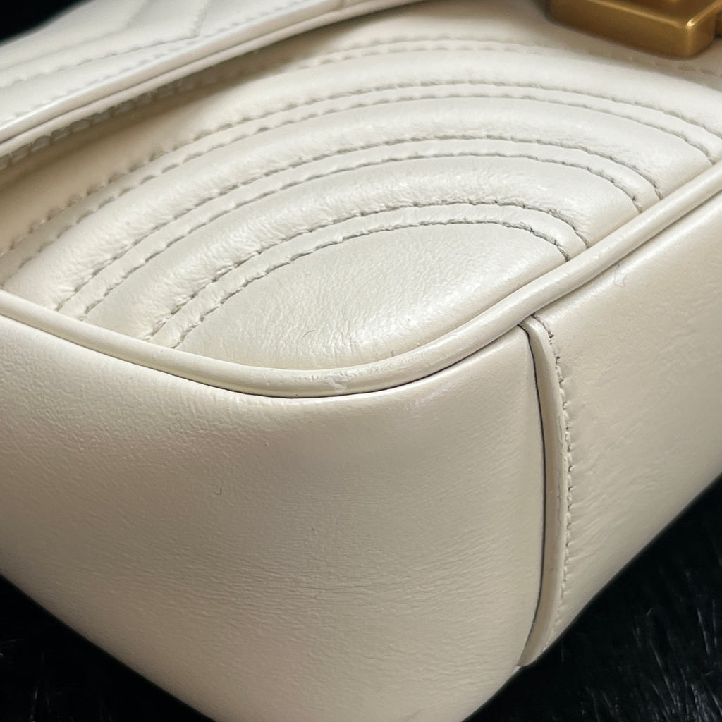 Gucci GGMarmont Collection Quilted Mini Handbag White 446744AABZC1712