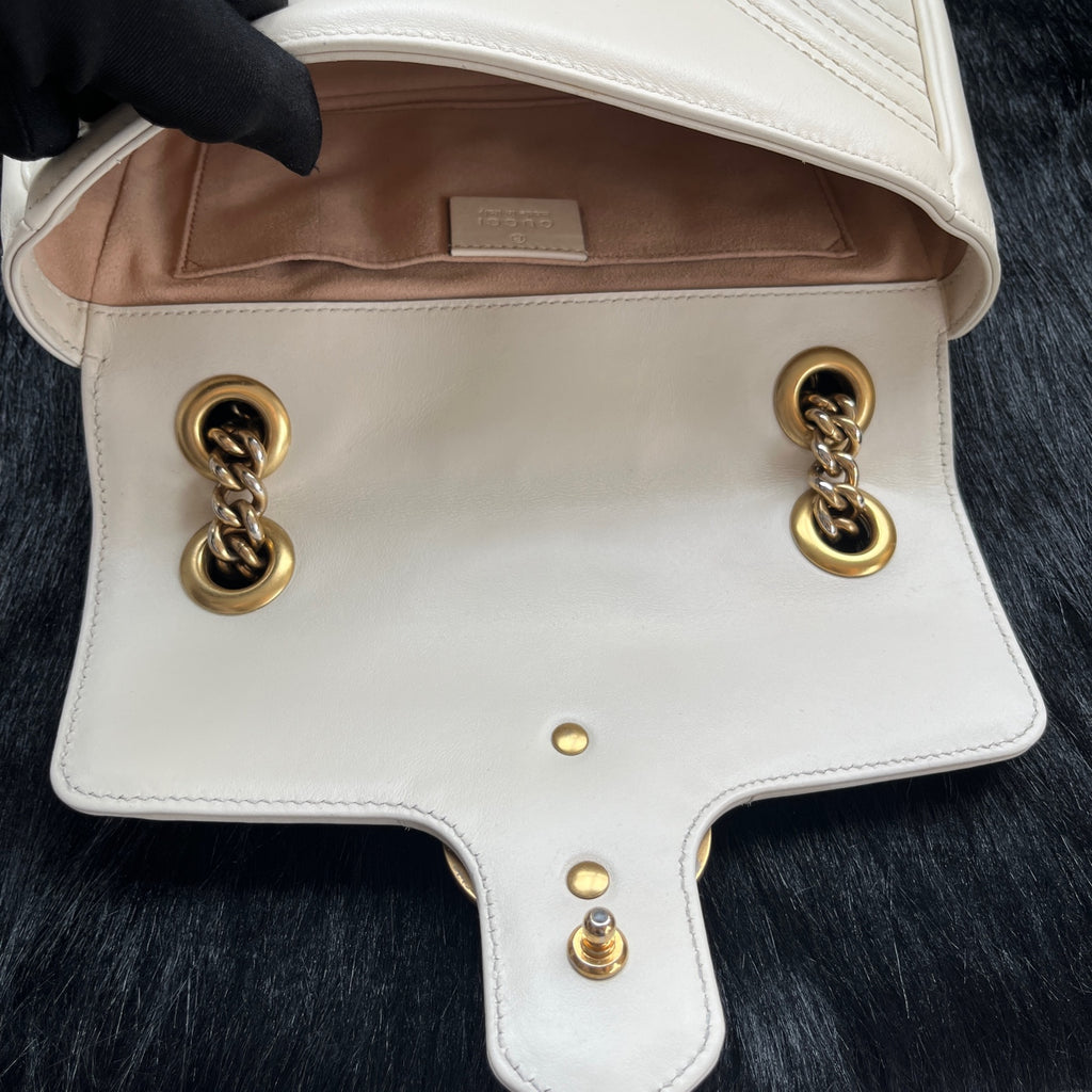 Gucci GGMarmont Collection Quilted Mini Handbag White 446744AABZC1712