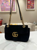 Gucci Velvet Black Shoulder Bag 443497K4D2T1000