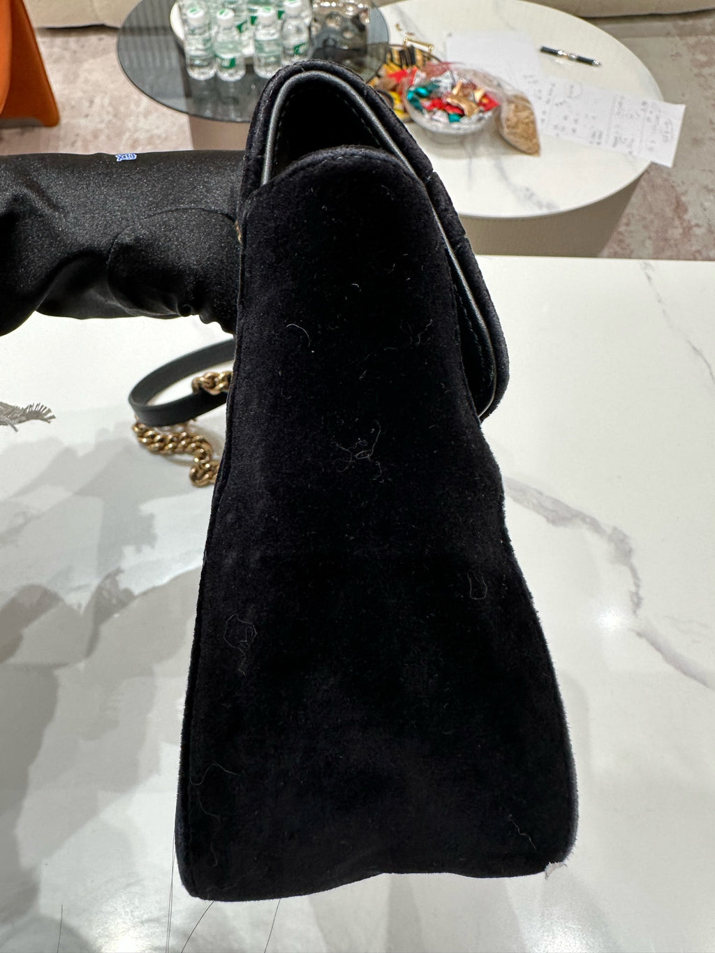 Gucci Velvet Black Shoulder Bag 443497K4D2T1000