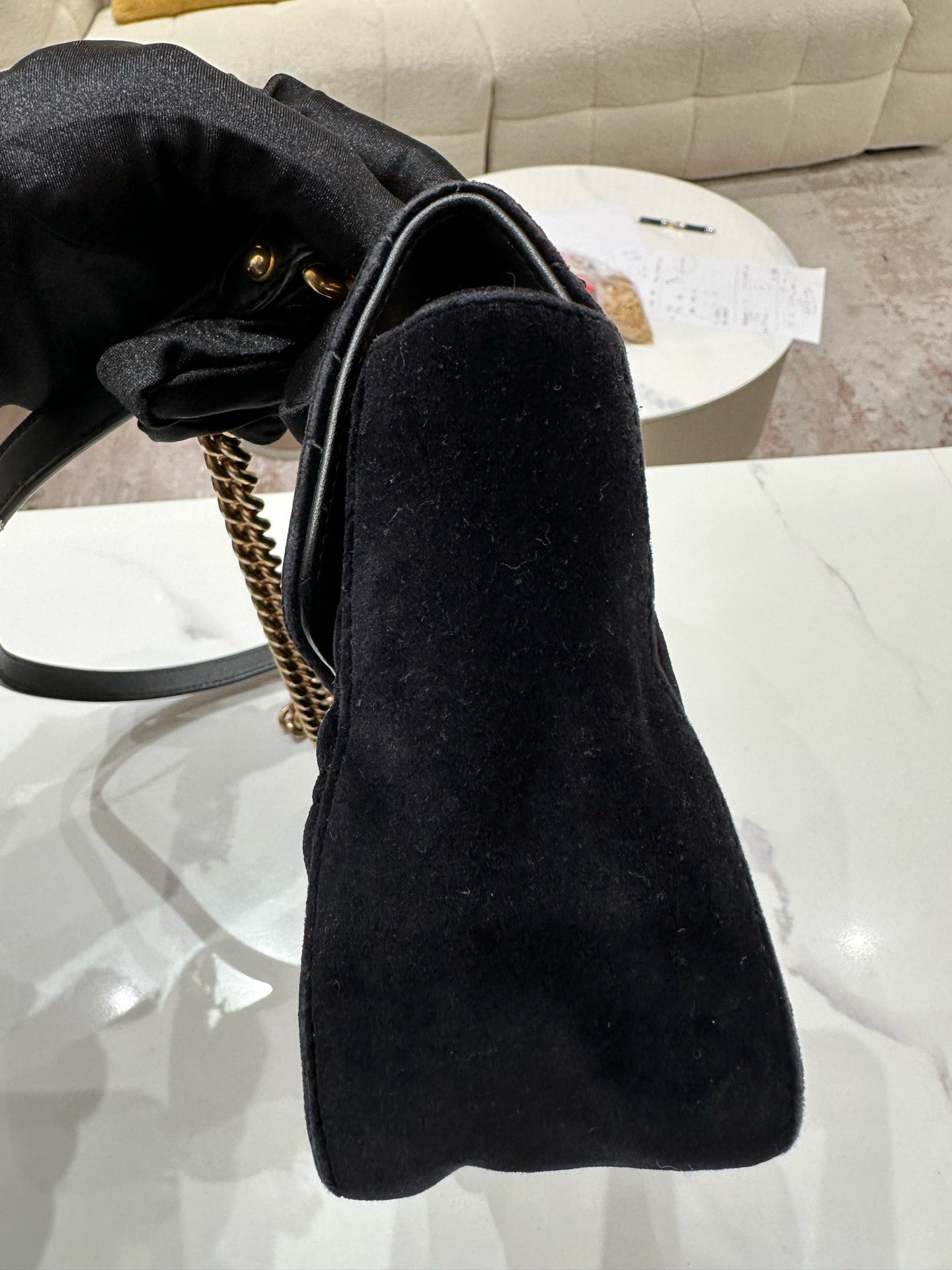 Gucci Velvet Black Shoulder Bag 443497K4D2T1000
