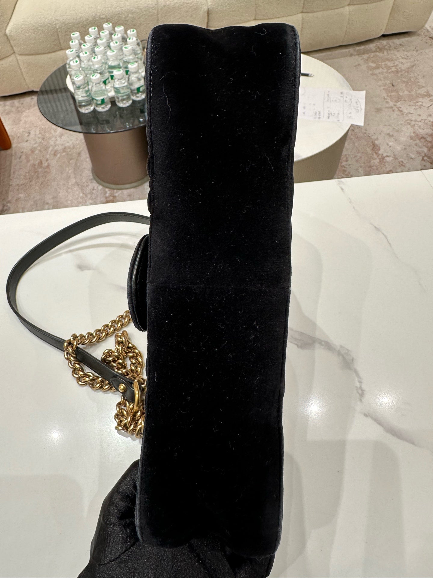 Gucci Velvet Black Shoulder Bag 443497K4D2T1000