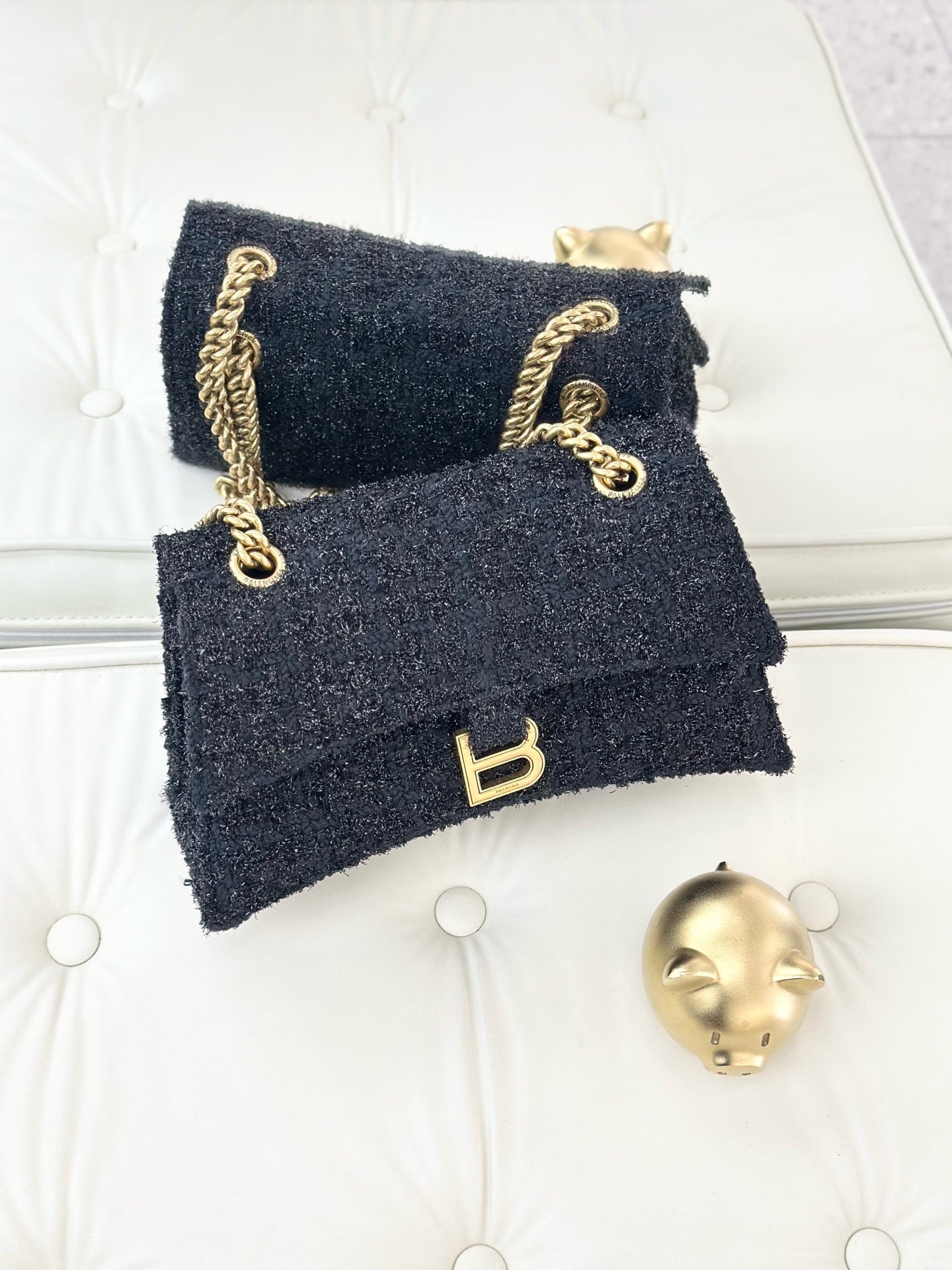 Balenciaga CRUSH Tweed Black 729314210PC1000