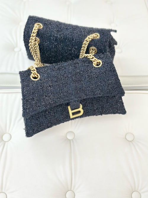 Balenciaga CRUSH Tweed Black 729314210PC1000