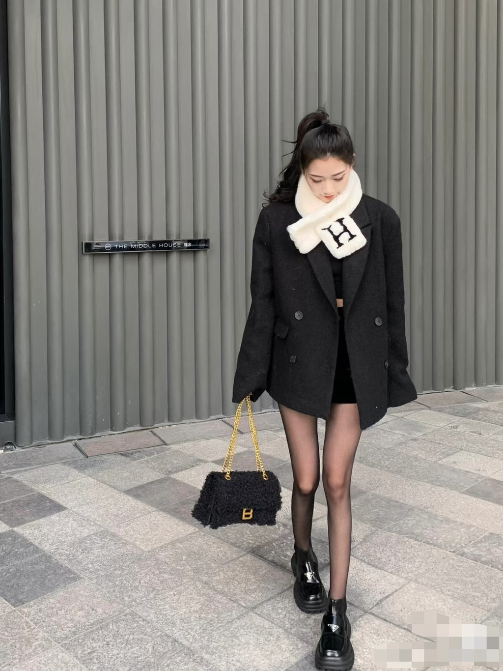 Balenciaga CRUSH Tweed Black 729314210PC1000
