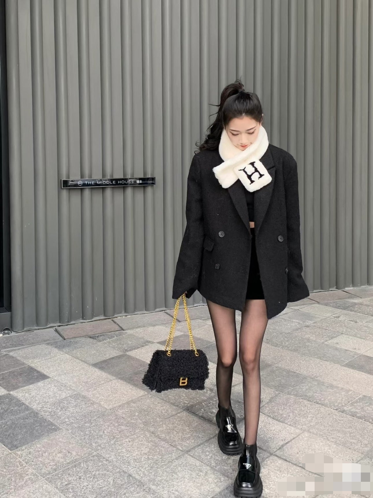 Balenciaga CRUSH Tweed Black 729314210PC1000