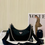 PRADA Prada Re-Edition 2005 Recycled Nylon and Saffiano Leather Handbag Black 18×22×6cm 1BH204_R064_F0002_V_WRK