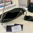 PRADA Prada Re-Edition 2005 Recycled Nylon and Saffiano Leather Handbag Black 18×22×6cm 1BH204_R064_F0002_V_WRK