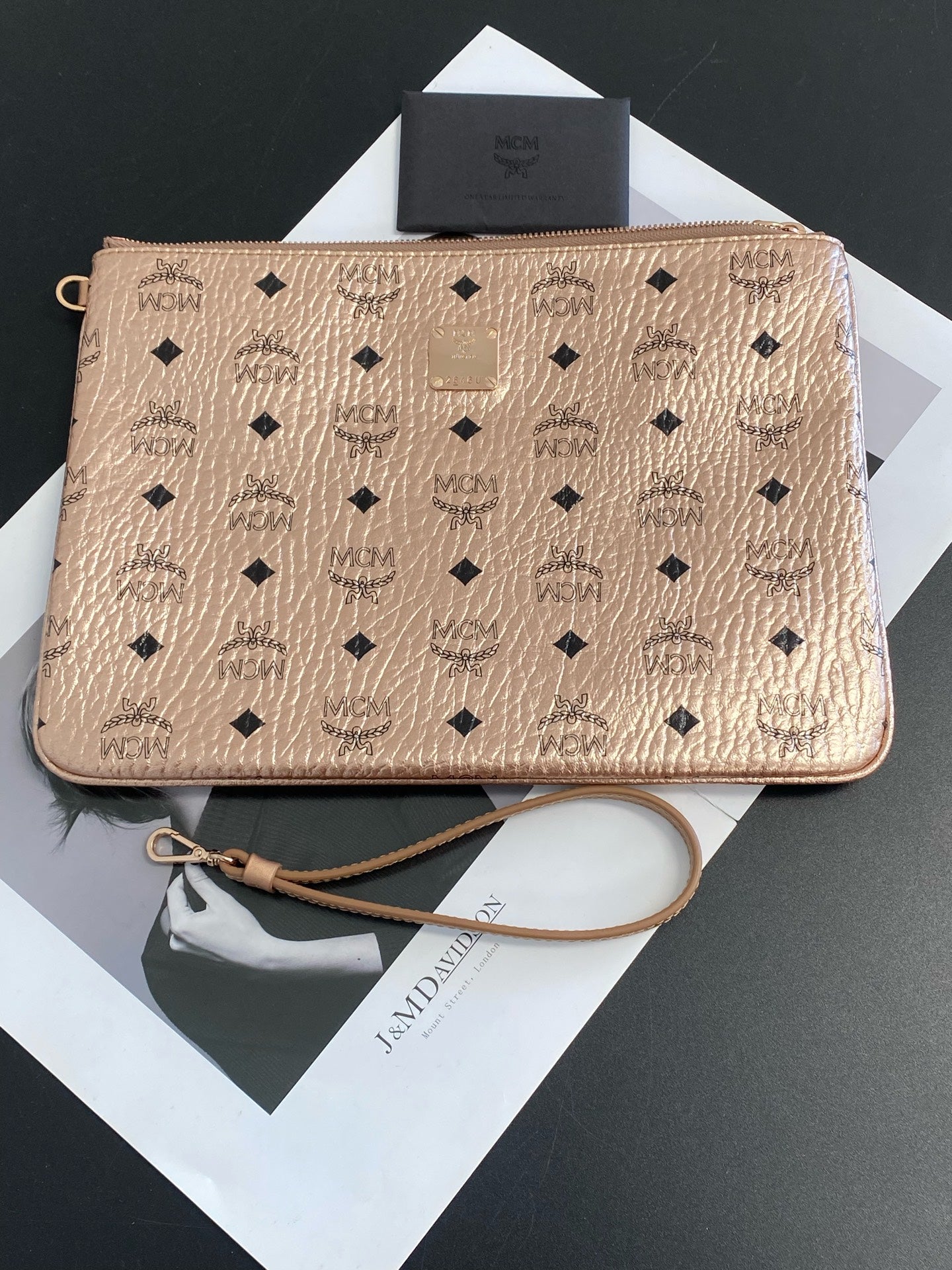 MCM Metal Rose gold Clutch