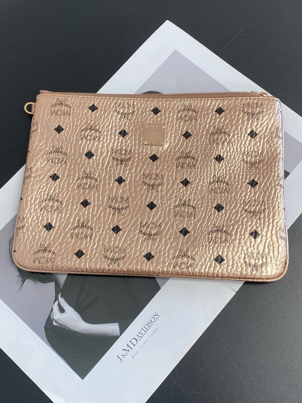 MCM Metal Rose gold Clutch