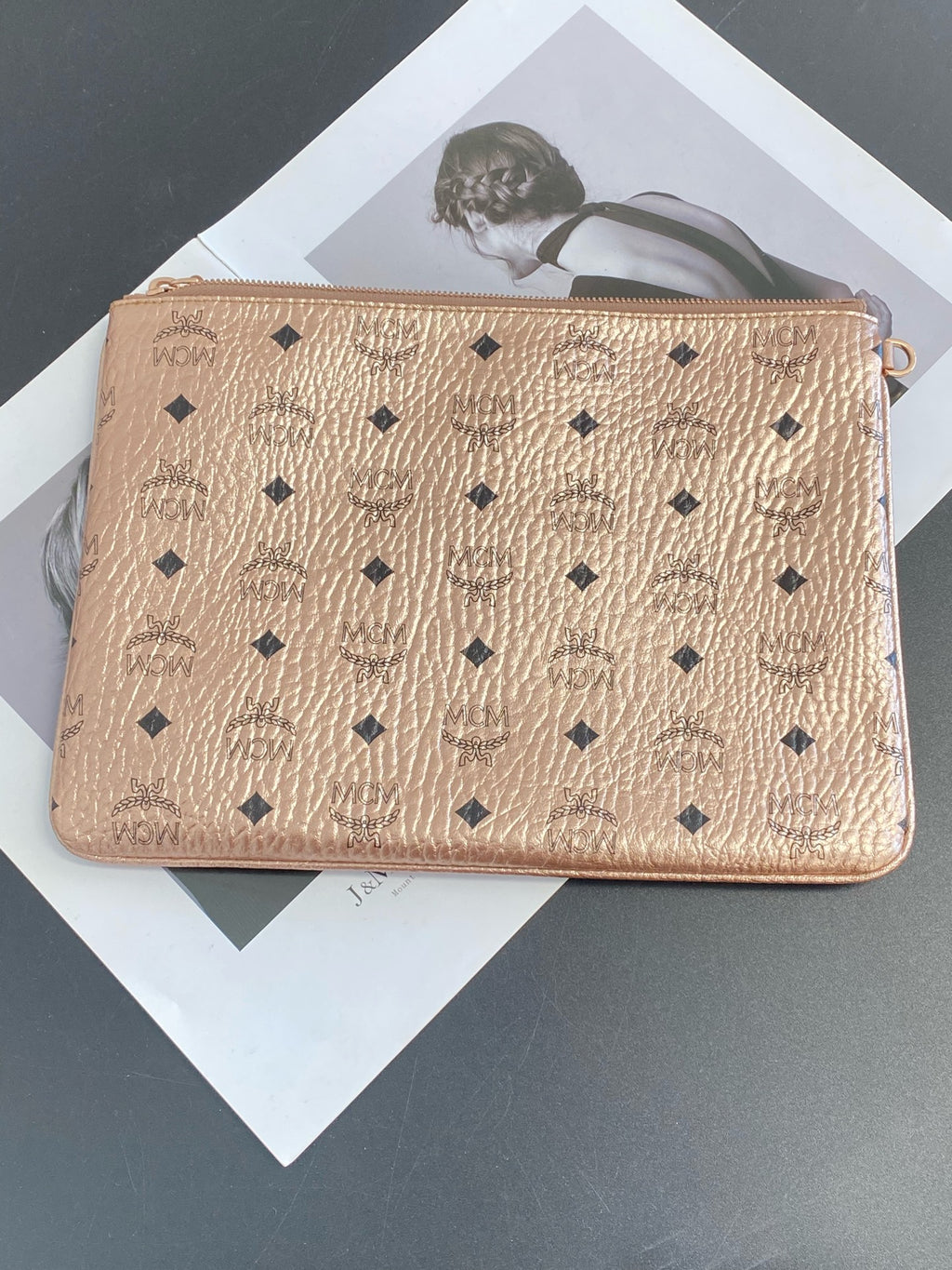 MCM Metal Rose gold Clutch