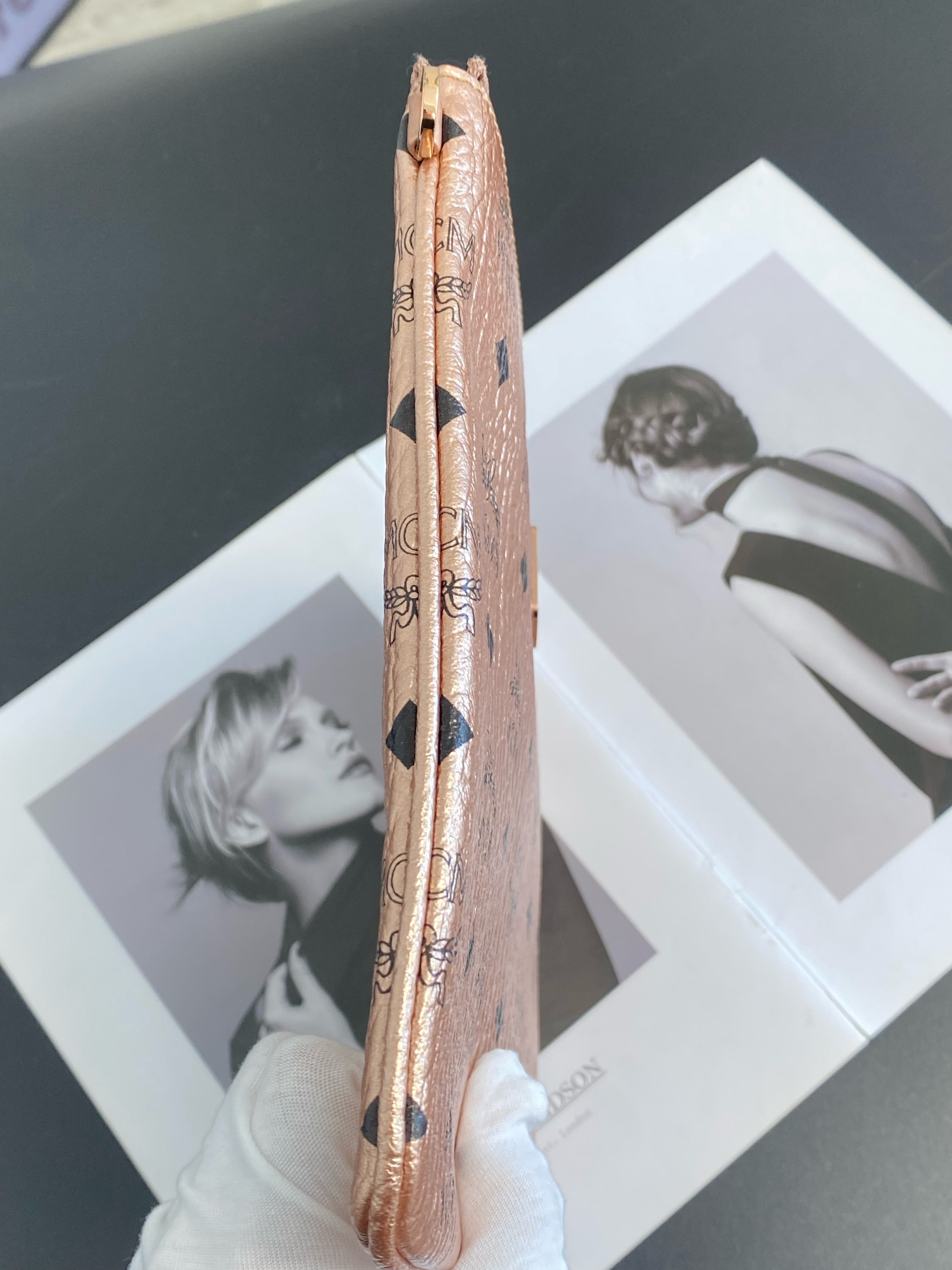MCM Metal Rose gold Clutch