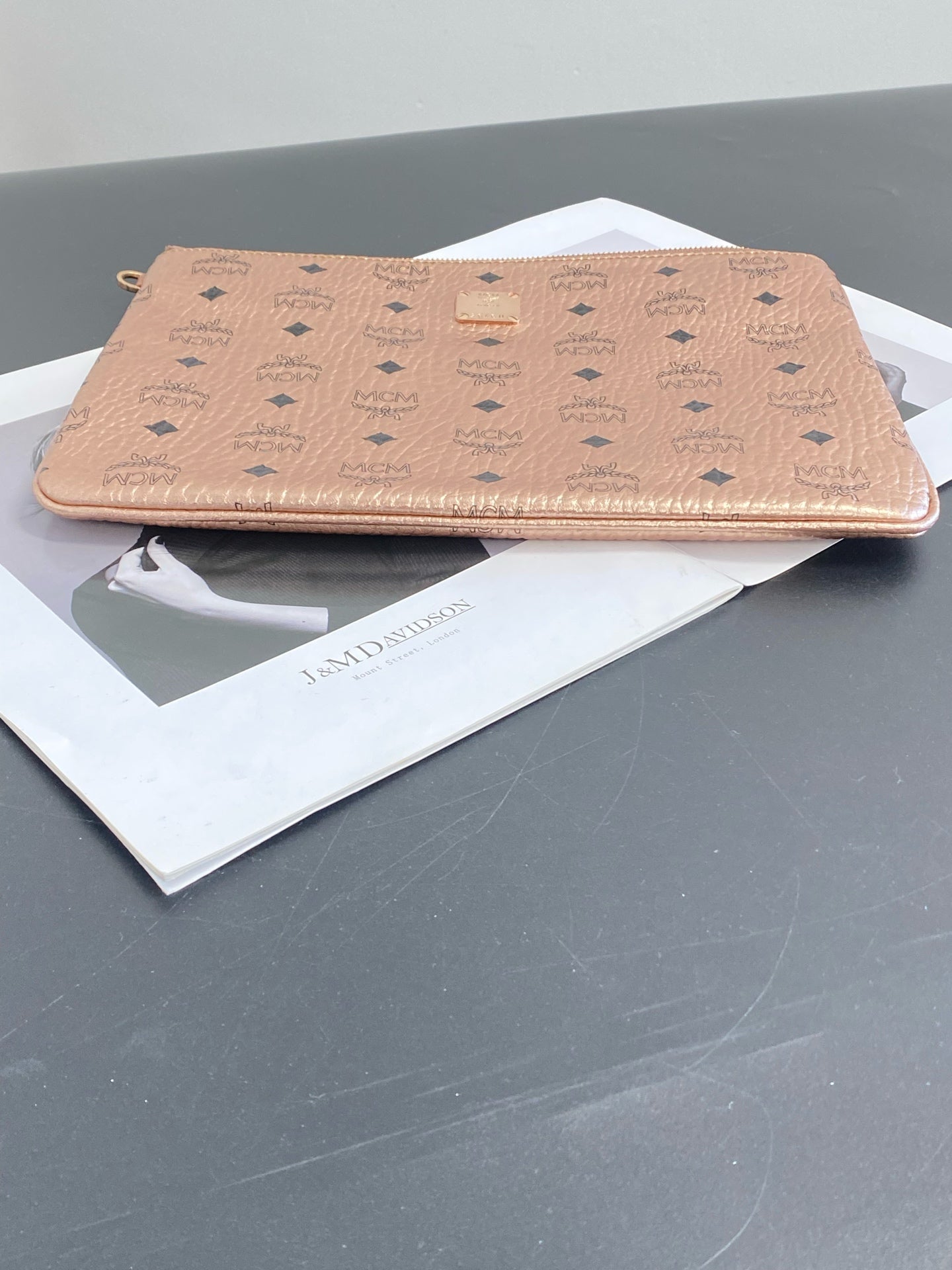 MCM Metal Rose gold Clutch