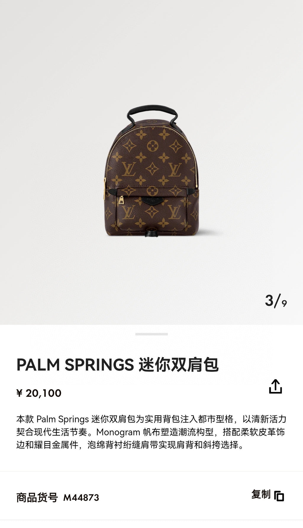 Louis Vuitton Palm Springs Brown Backpack M44873