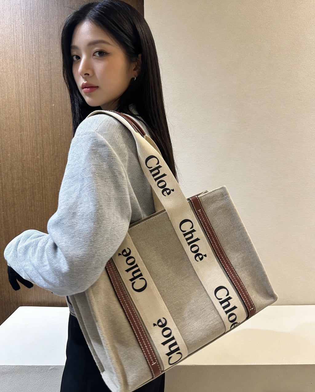 Chloe Linen Beige Tote