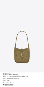 Saint laurent LE 5 À 7 baby satin and faux-crystal soft handbag 809464FADSQ2803