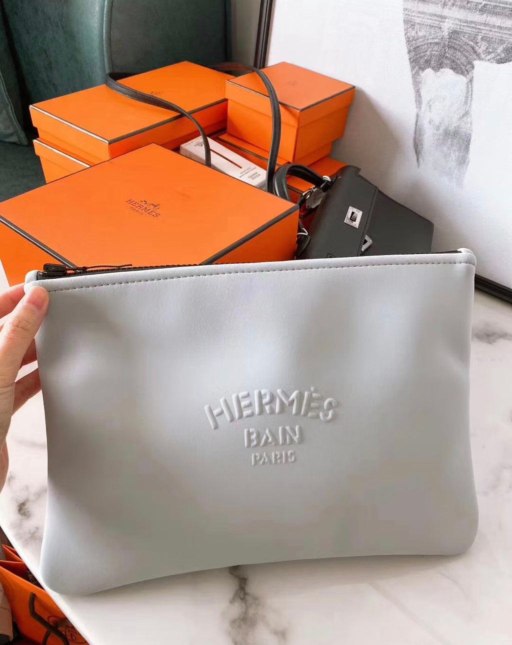 Hermes Canvas Gray H103198M-04