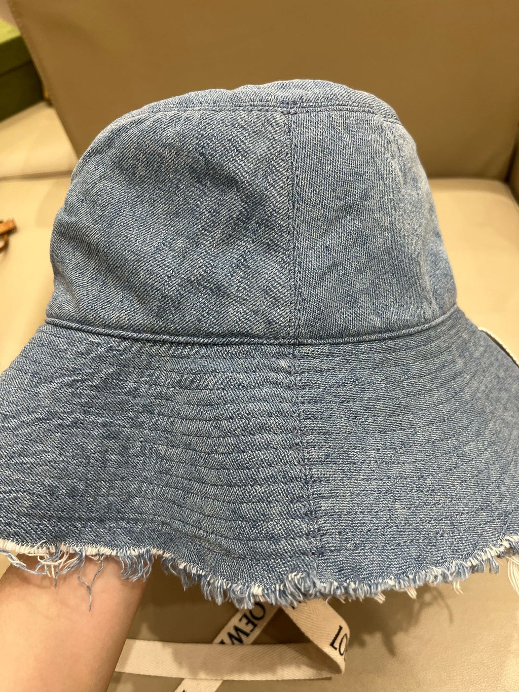 Loewe Tannin-dyed canvas and cowhide raw-edge fisherman hat Brown Bucket hat K820HF1X66-5400