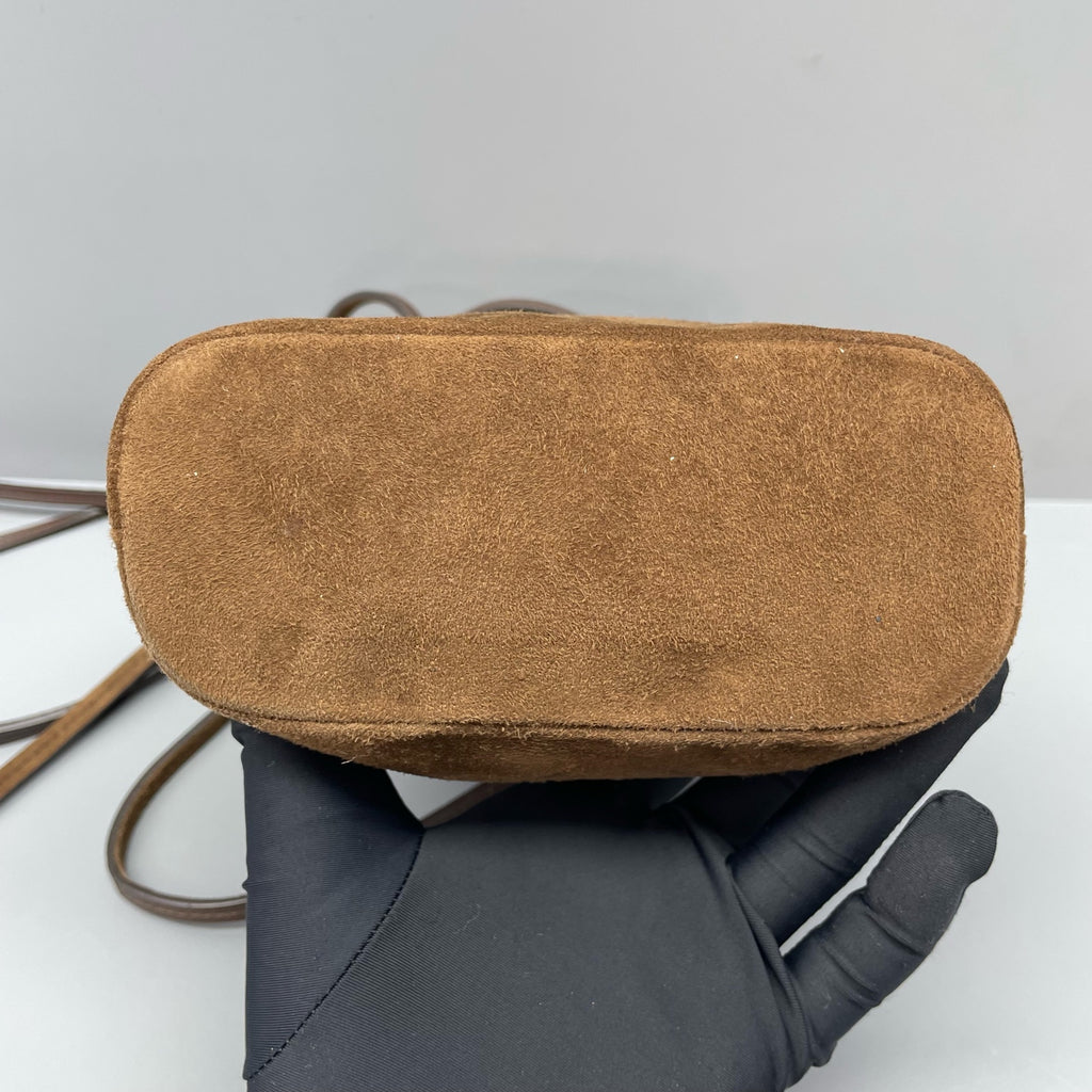 Miu Miu Alcantara Brown Bucket & Drawstring Bag