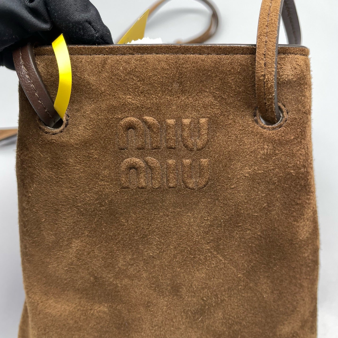 Miu Miu Alcantara Brown Bucket & Drawstring Bag