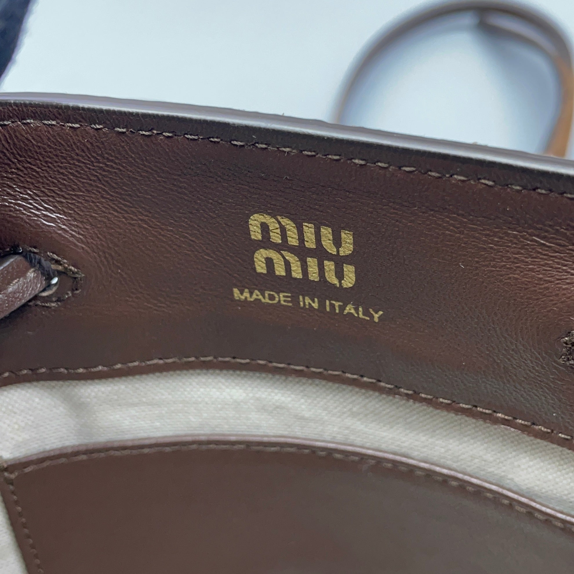 Miu Miu Alcantara Brown Bucket & Drawstring Bag